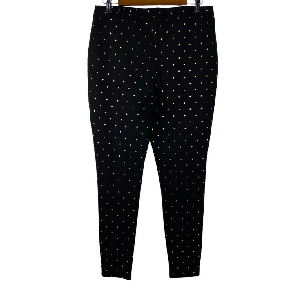 Chicos Knit Gold Foiled Dot Pull-On Leggings size 8